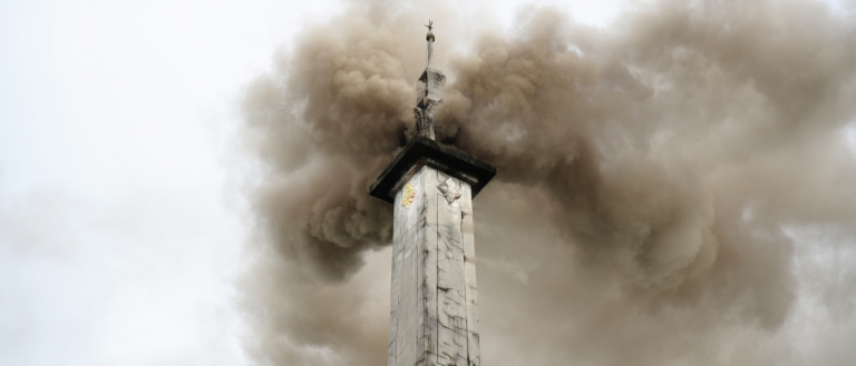 Smoke pouring from Cremation building
