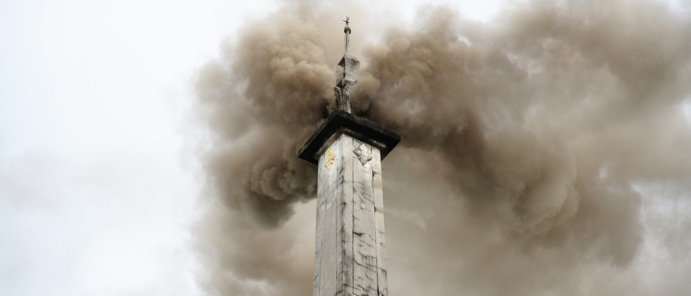 Smoke pouring from Cremation building