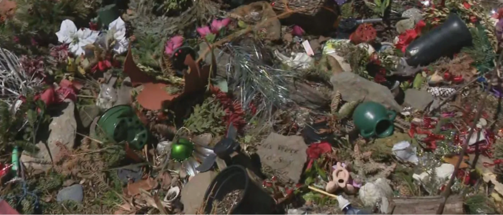 Cemetery trash pile