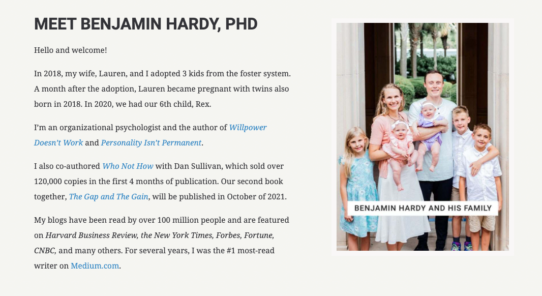 benjamin hardy social proof example